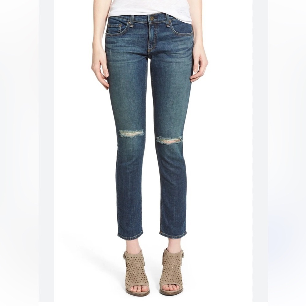 RAG & BONE Women's Mabel Distressed Raw Hem Boyfriend Cut Blue Jeans Size 26 EUC